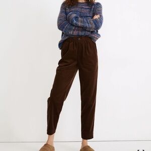 Madewell Corduroy Pull-On Mid-Rise Jogger Pants in Hot Cocoa size S